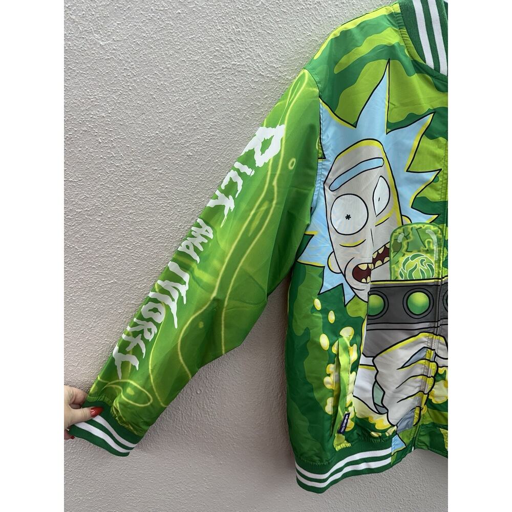 Members Only Jacket Size Large Adult Swim Rick and Morty Green Zip Up NWTs - Picture 2 of 13